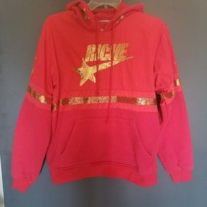 Vie+Richie Rare Men Pullover Hoodie Red Gold Logo Small